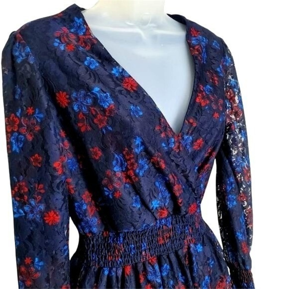 Disney Princess Women Romantic Cottage Fairy Mulan Dress S Navy Floral Lace - Picture 7 of 12